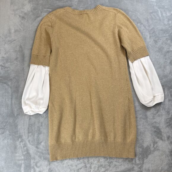 Vince Camuto Women's XS White Sweater Mini Dress Mixed Media Long Sleeve - Picture 6 of 6